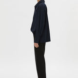 Camilla And Marc Lourdes Check Half Placket Shirt in Navy