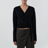 St Agni Cashmere Wrap Cardigan in Black