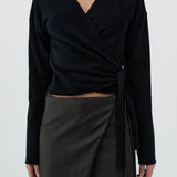 St Agni Cashmere Wrap Cardigan in Black