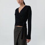 St Agni Cashmere Wrap Cardigan in Black
