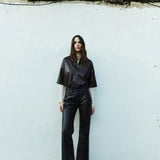 Citizens Of Humanity Genova Low Rise Boot in Leather in Chocolate Dark Brown