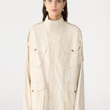Bassike Crushed Cotton Utility Anorak in Parchment