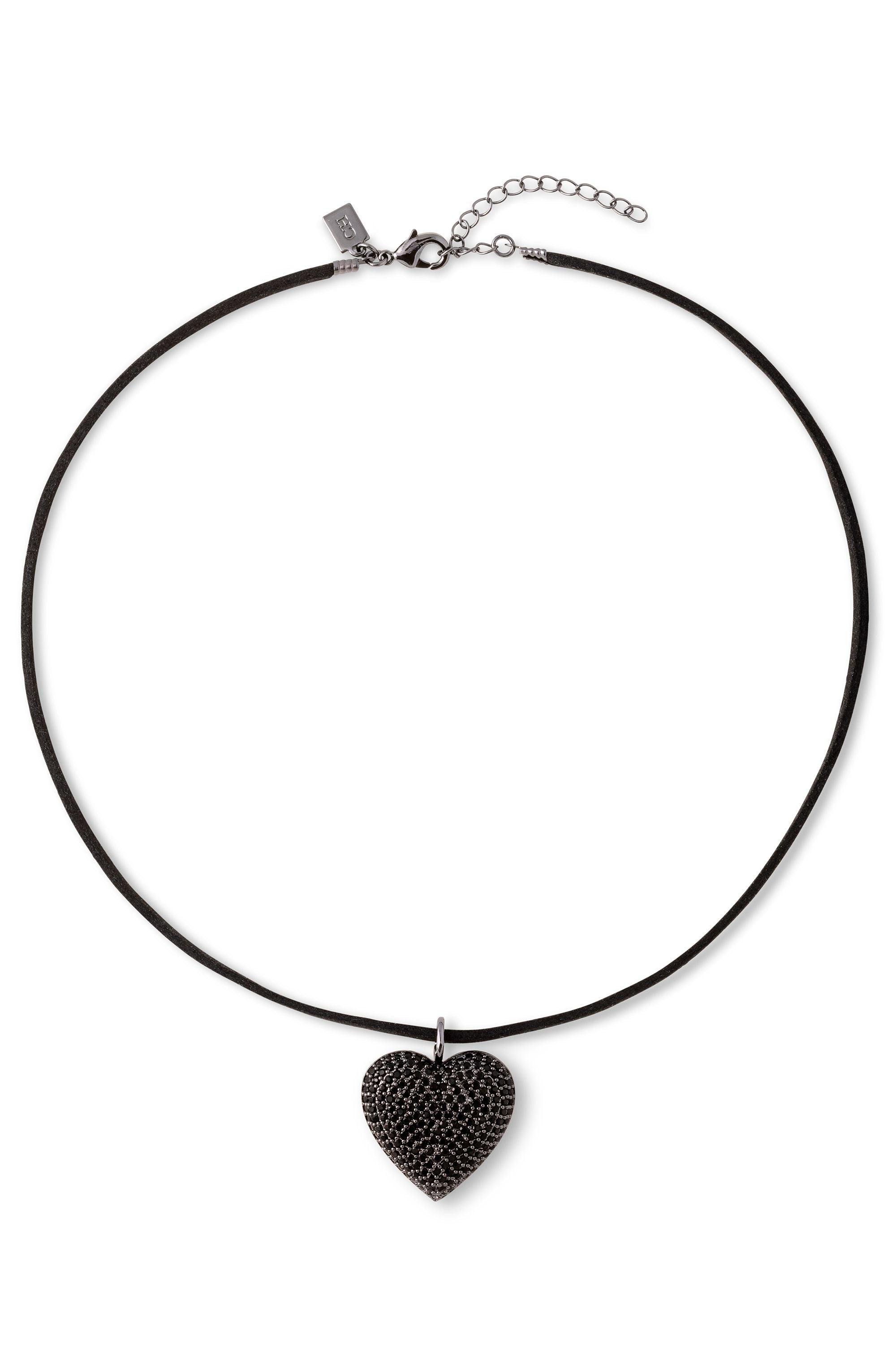 Crystal Haze Queen of Hearts Necklace with Black Cotton Thread
