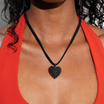 Crystal Haze Queen of Hearts Necklace with Black Cotton Thread - side view