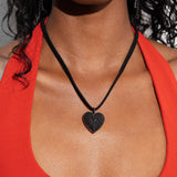 Crystal Haze Queen of Hearts Necklace with Black Cotton Thread - side view