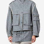 Isabel Marant Edany Jacket in Blue And White - styled look
