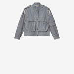 Isabel Marant Edany Jacket in Blue And White - close up