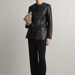 A Emery Esme Leather Jacket in Black - side view