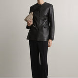 A Emery Esme Leather Jacket in Black - side view