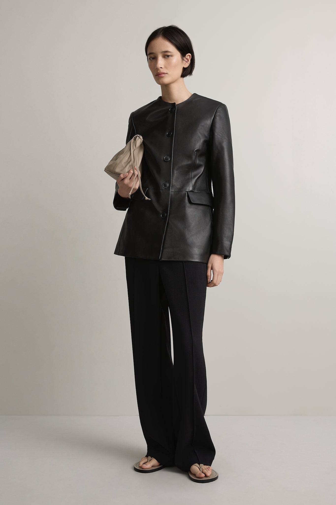A Emery Esme Leather Jacket in Black - side view