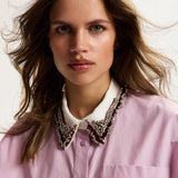 Essentiel Antwerp Janky Beaded Collar Shirt in Violette