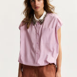 Essentiel Antwerp Janky Beaded Collar Shirt in Violette