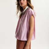 Essentiel Antwerp Janky Beaded Collar Shirt in Violette