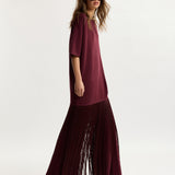 Essentiel Antwerp Keremony Knitted Dress Fringes in Deep Wine