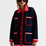 Essentiel Antwerp Kokorico Knitted Cardigan in Navy