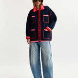 Essentiel Antwerp Kokorico Knitted Cardigan in Navy