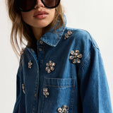 Essentiel Antwerp Konnection Rhinestone Shirt in Aquamarine