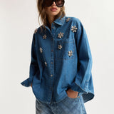 Essentiel Antwerp Konnection Rhinestone Shirt in Aquamarine