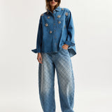 Essentiel Antwerp Konnection Rhinestone Shirt in Aquamarine