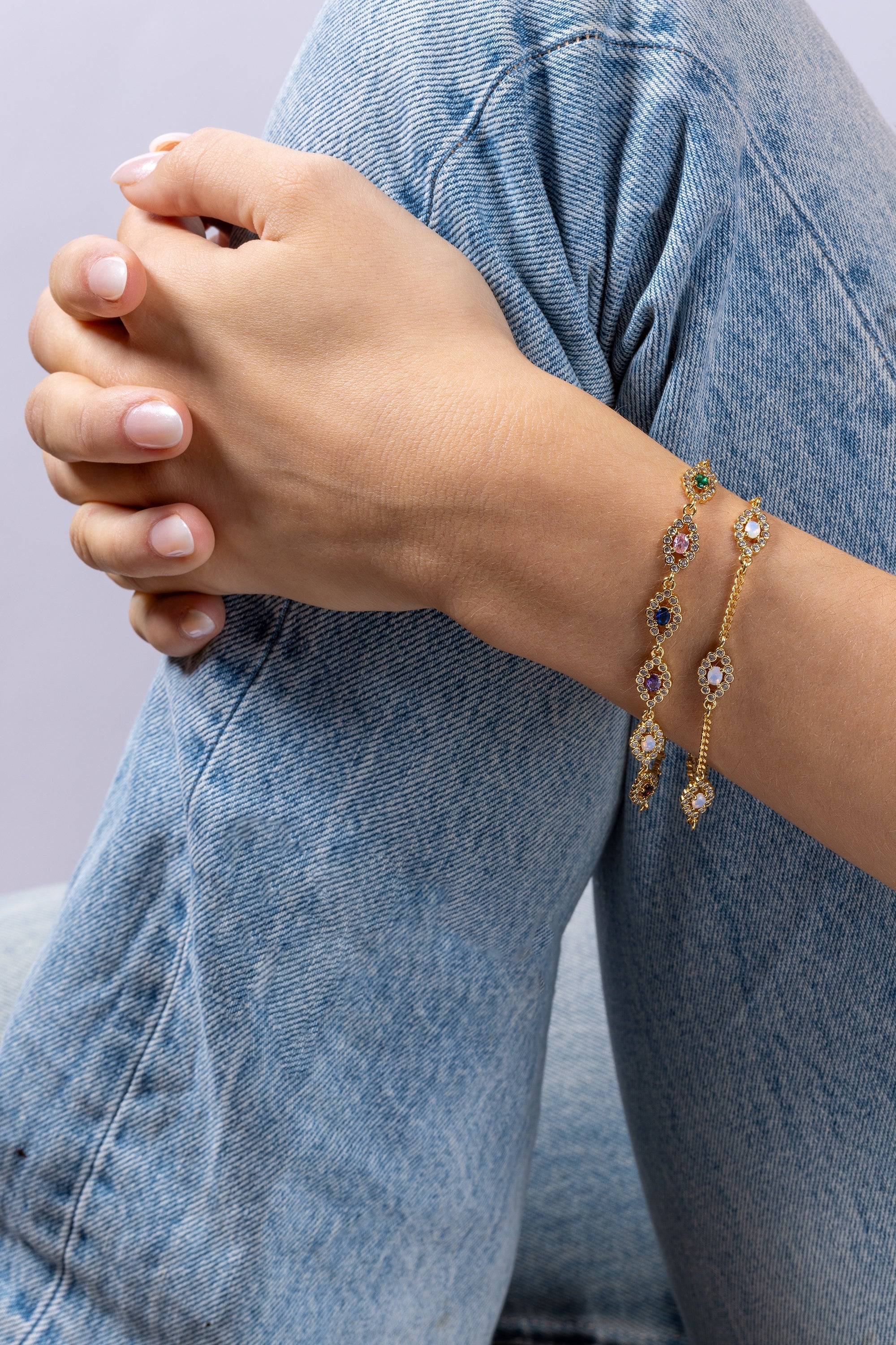 Crystal Haze Evil Eye Bracelet in Rainbow - side view