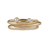 Fairley Double Pearl Cuff in Gold - detail view