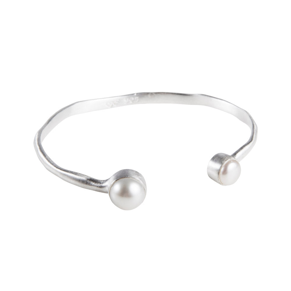 Fairley Double Pearl Cuff in Silver