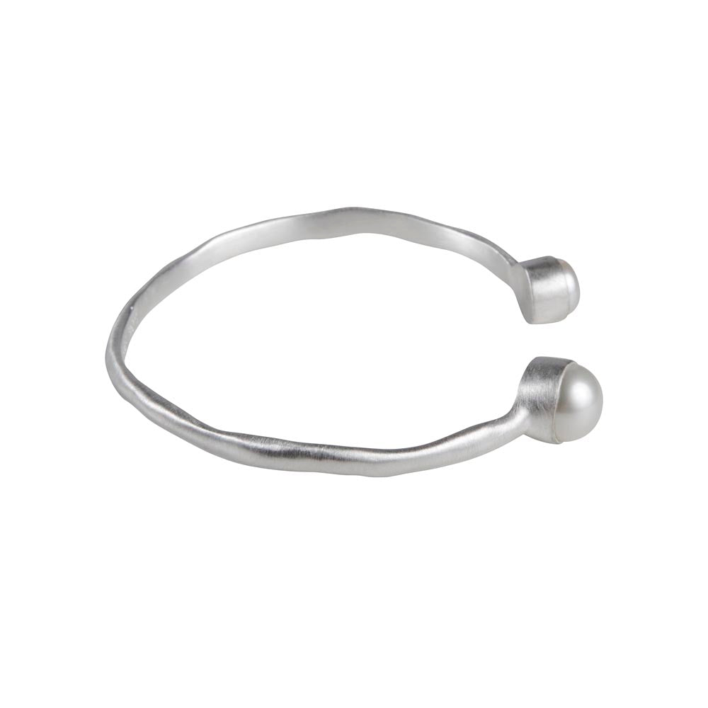 Fairley Double Pearl Cuff in Silver - detail view