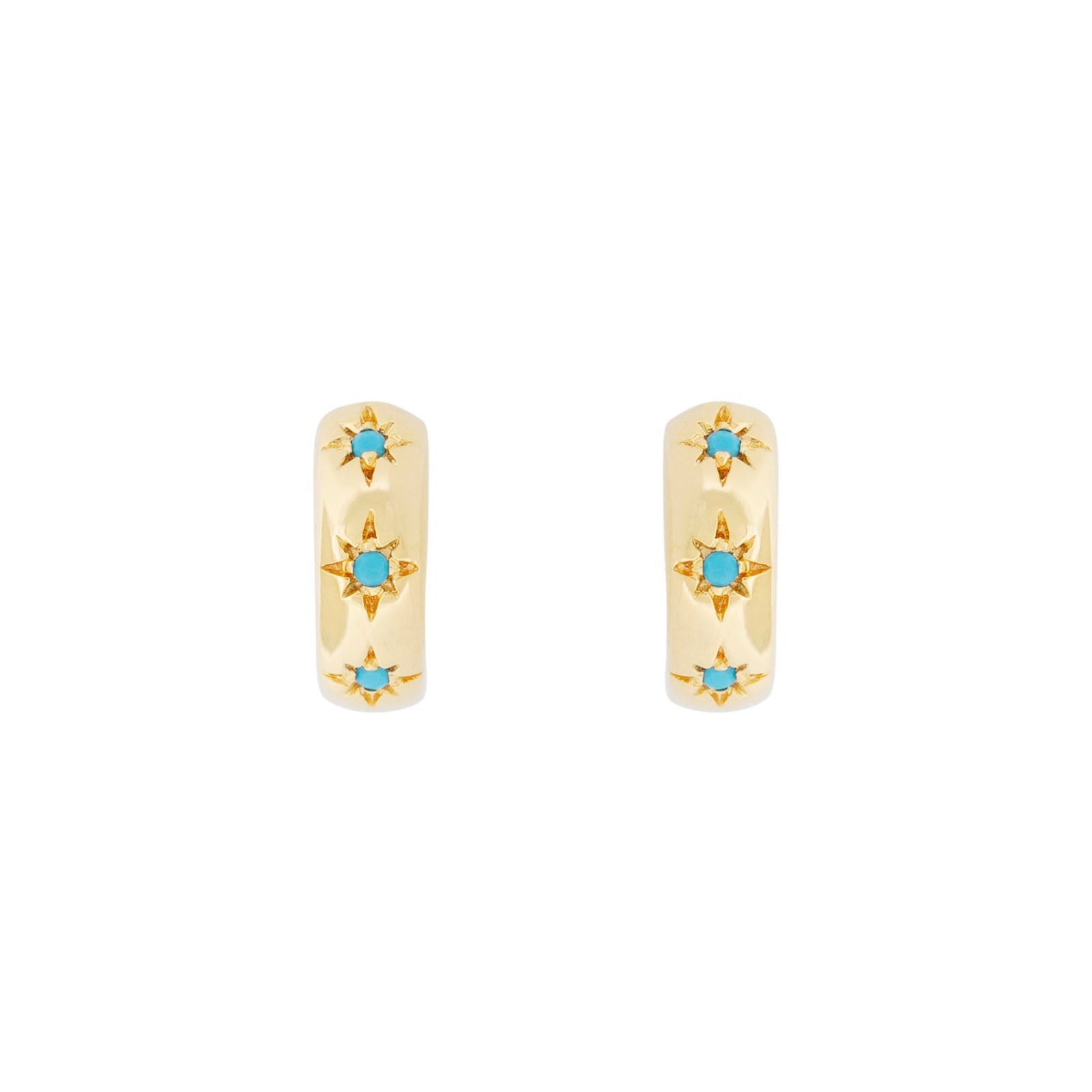 Fairley Turquoise Starburst Huggies - detail view