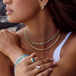 Fairley Turquoise Starburst Huggies - close up