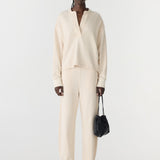 Bassike Fleece Popover Sweat in Ecru
