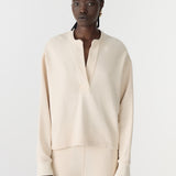 Bassike Fleece Popover Sweat in Ecru