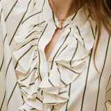 Maggie Marilyn For The Frill Of It Shirt in Marshmallow & Olive Stripe