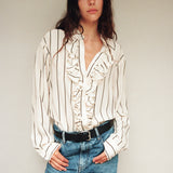 Maggie Marilyn For The Frill Of It Shirt in Marshmallow & Olive Stripe