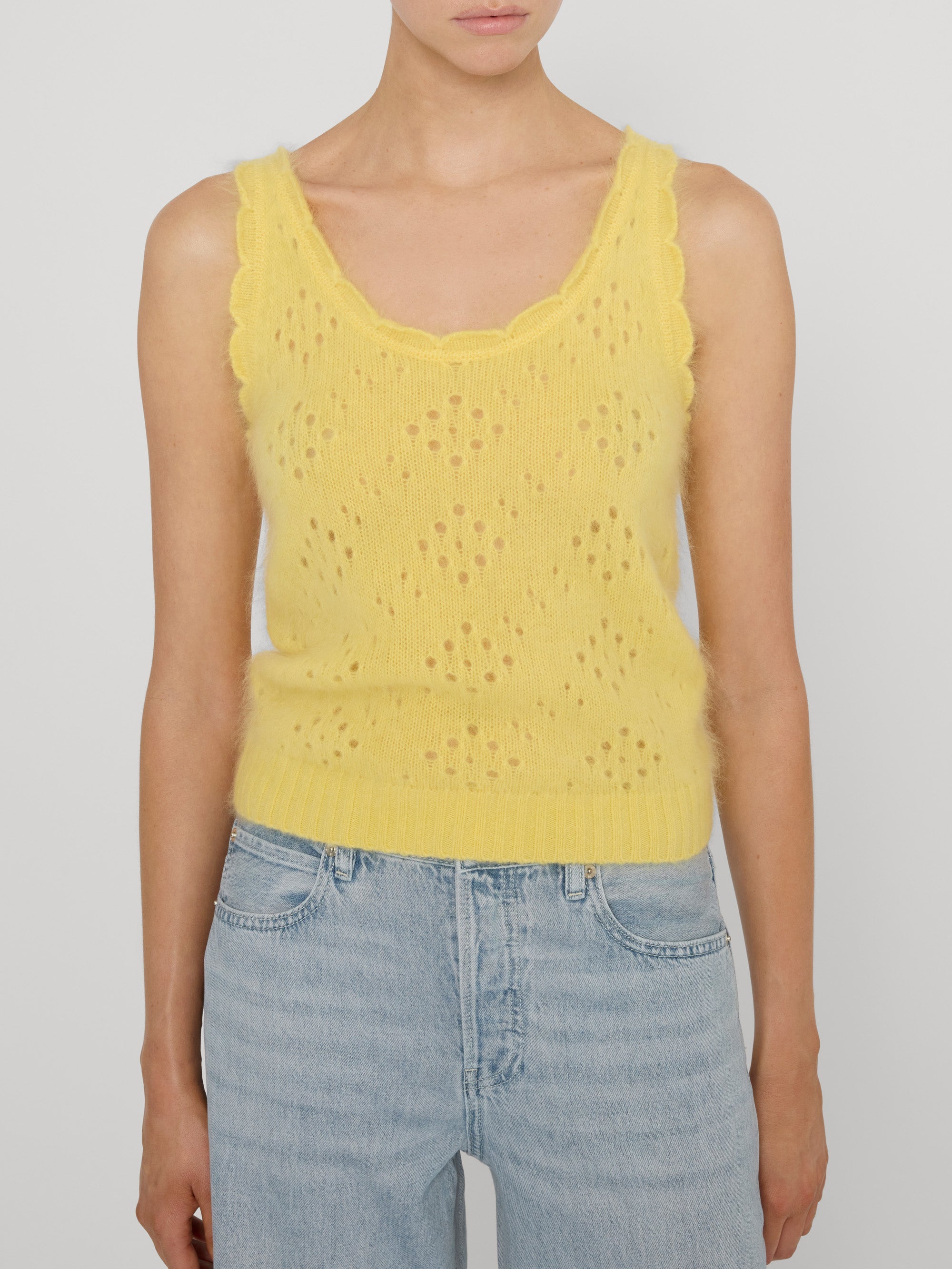 Frame The Cashmere Airy Tank in Marigold - side view