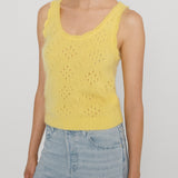 Frame The Cashmere Airy Tank in Marigold - detail view