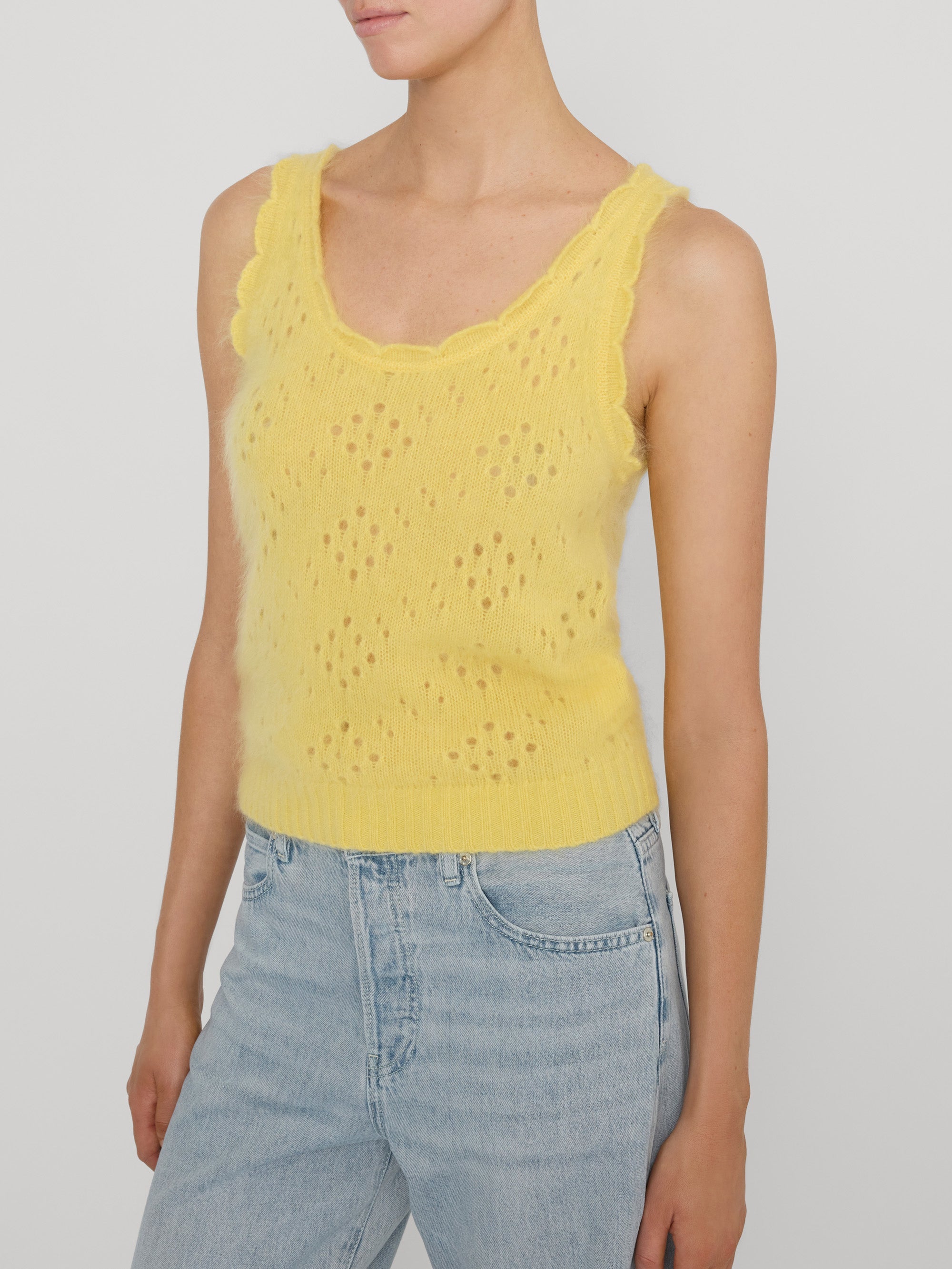 Frame The Cashmere Airy Tank in Marigold - detail view