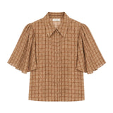 Frame The Flutter Shirt in Taupe Multi Plaid