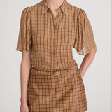 Frame The Flutter Shirt in Taupe Multi Plaid
