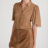 Frame The Flutter Shirt in Taupe Multi Plaid