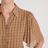 Frame The Flutter Shirt in Taupe Multi Plaid