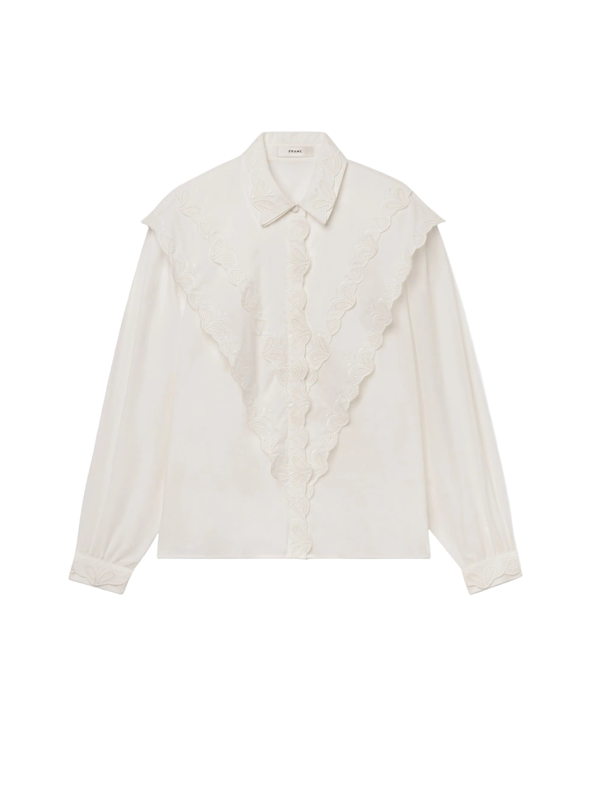 Frame The Poplin Equestrian Shirt in White