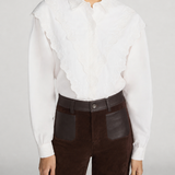 Frame The Poplin Equestrian Shirt in White - side view