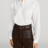 Frame The Poplin Equestrian Shirt in White - detail view