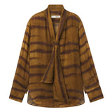 Frame The Silk Oversized Tie Shirt in Light Tiger Multi