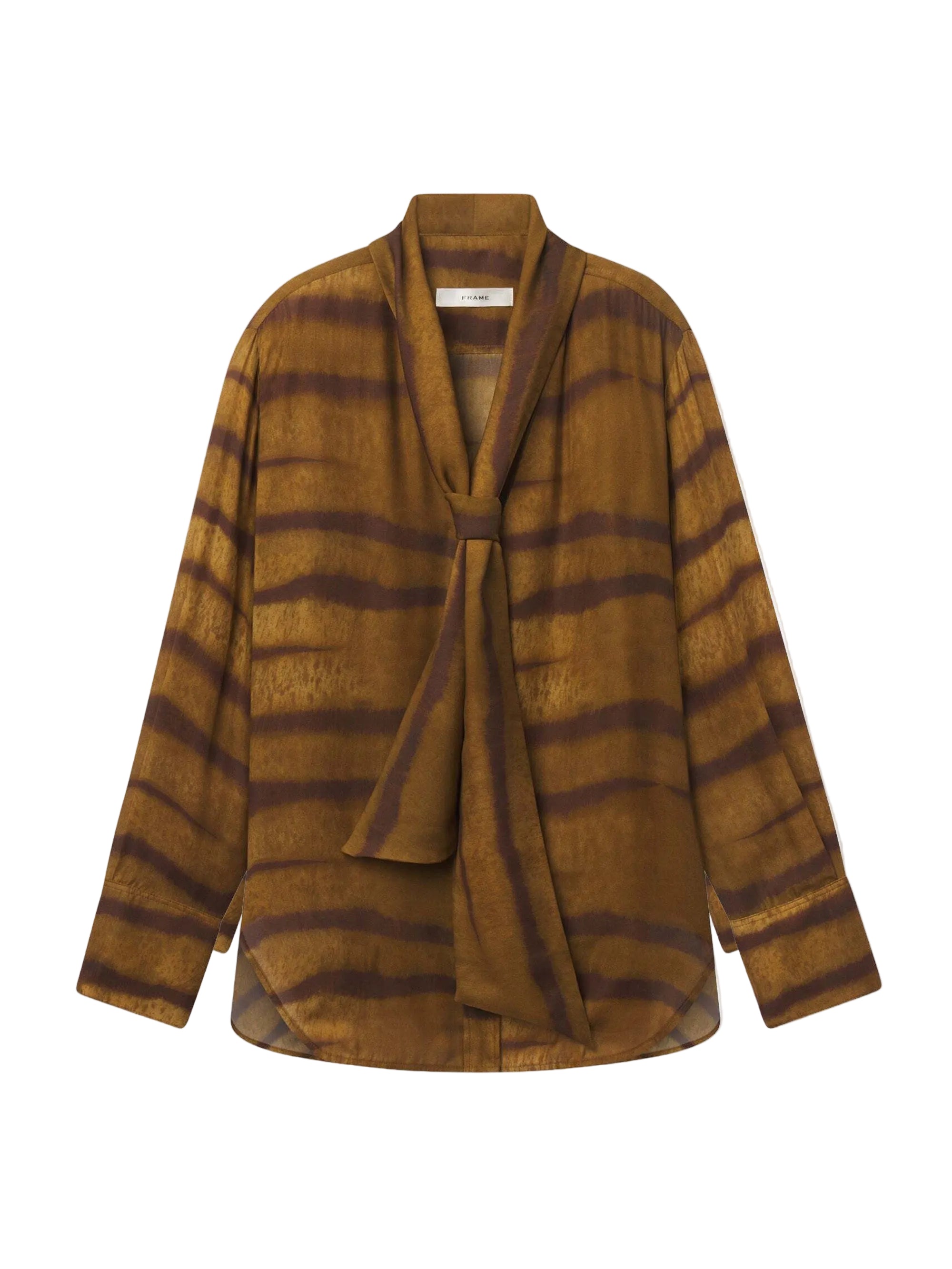 Frame The Silk Oversized Tie Shirt in Light Tiger Multi