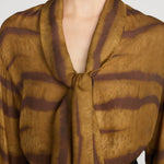 Frame The Silk Oversized Tie Shirt in Light Tiger Multi - outfit inspiration