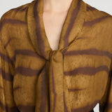 Frame The Silk Oversized Tie Shirt in Light Tiger Multi - outfit inspiration