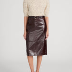 Frame The Veda Leather Skirt in Currant - side view
