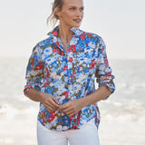Frank and Eileen Eileen Relaxed Shirt in Floral Blue Red Green