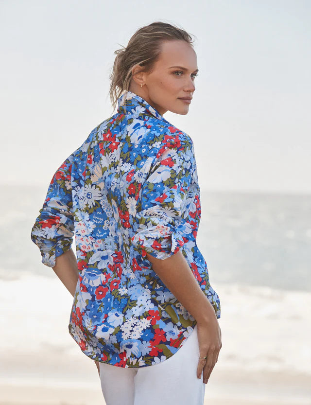 Frank and Eileen Eileen Relaxed Shirt in Floral Blue Red Green